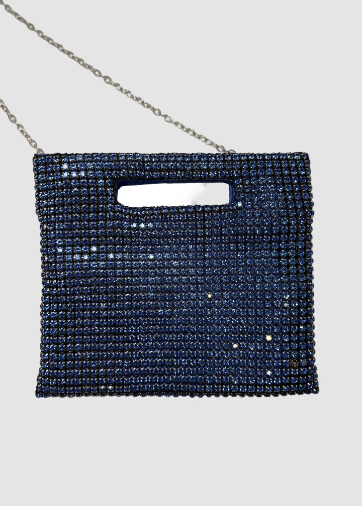 Luxury evening handbag with sparkling crystals and a zipper closure