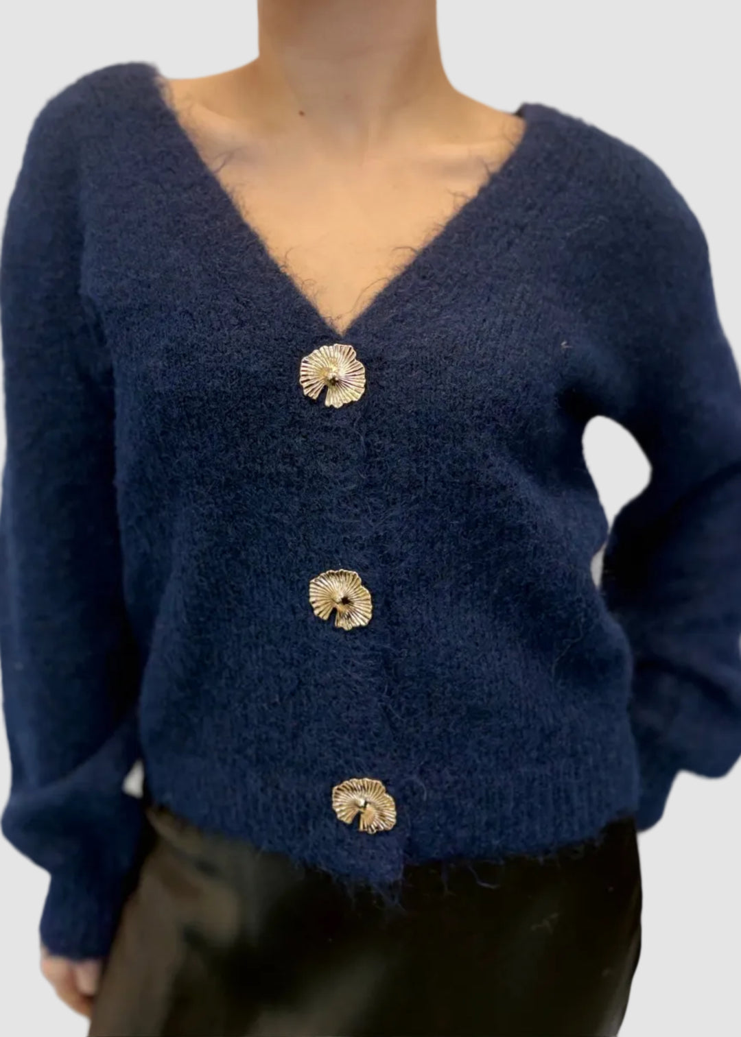 Cardigan avec bouton floral Simona