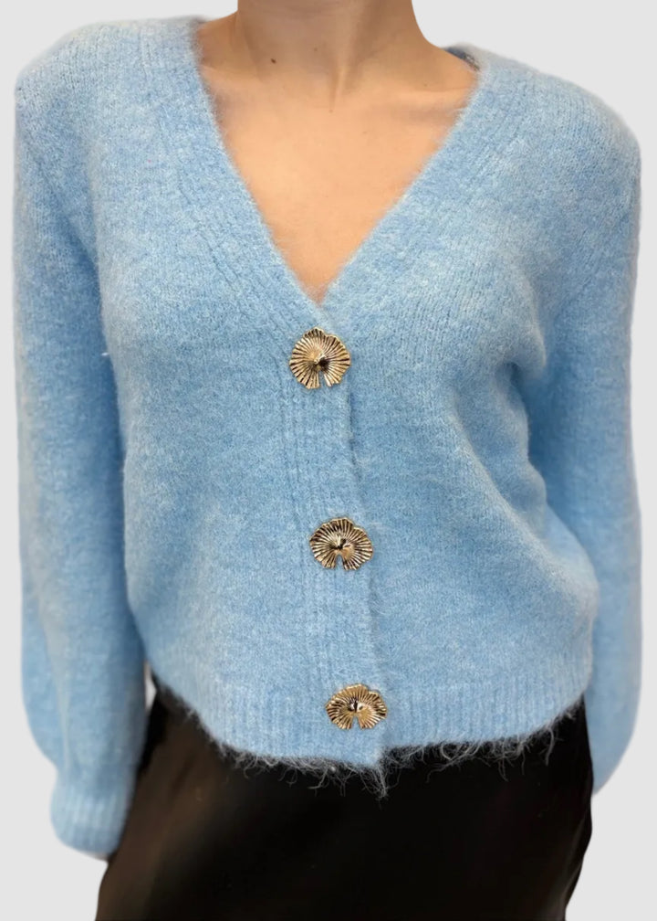 Cardigan avec bouton floral Simona