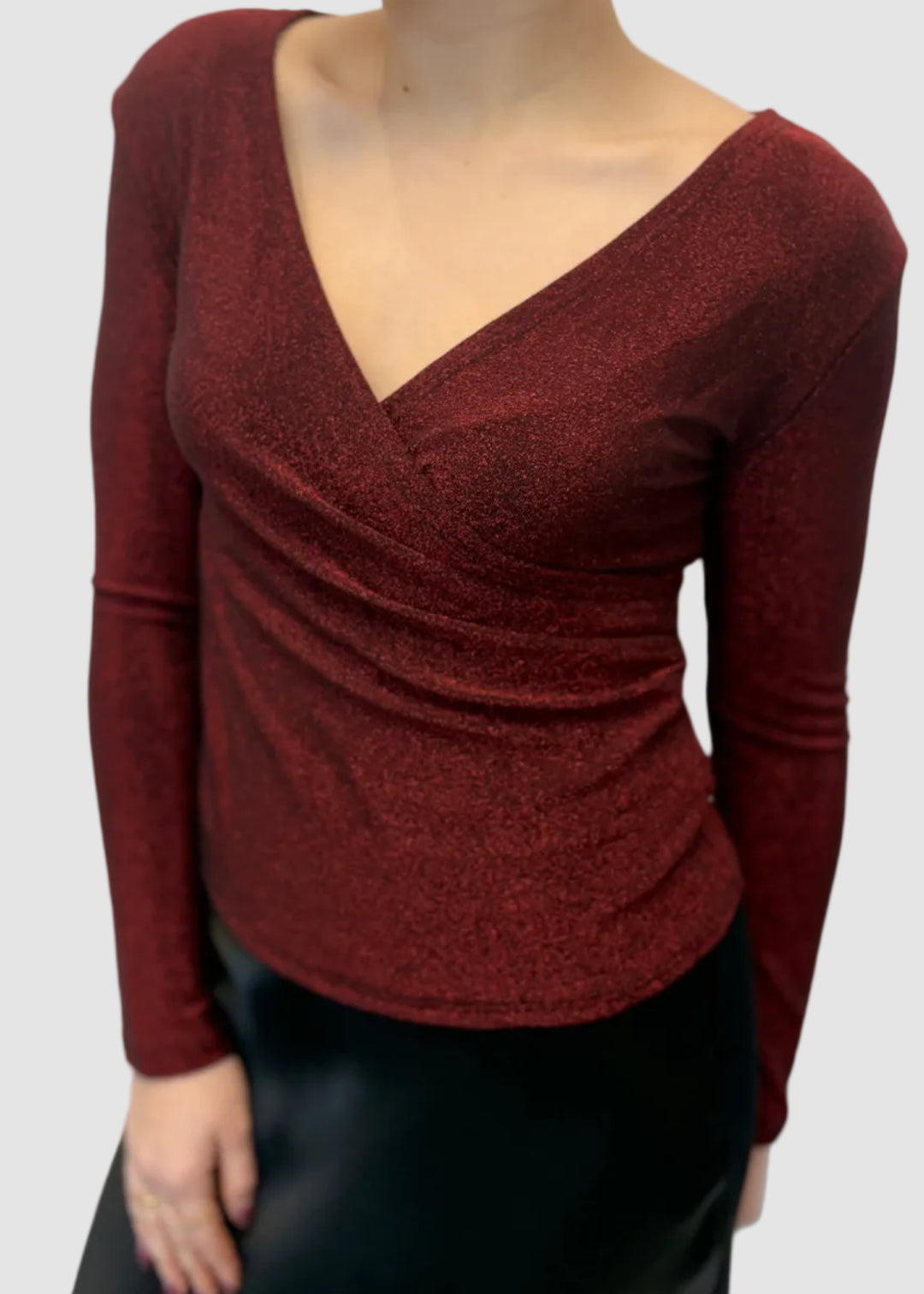 Top cache coeur en lurex brillant