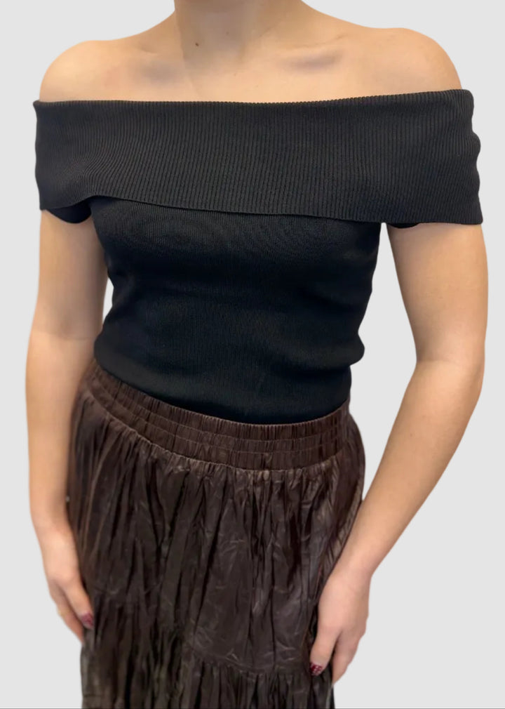 Top lurex col bardot en maille