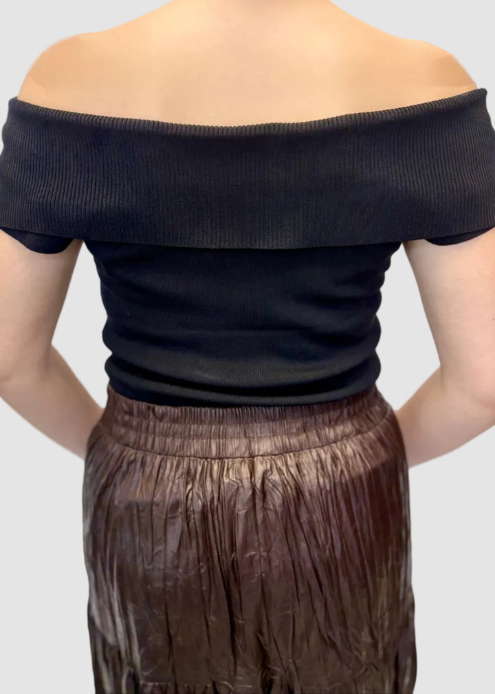 Top lurex col bardot en maille