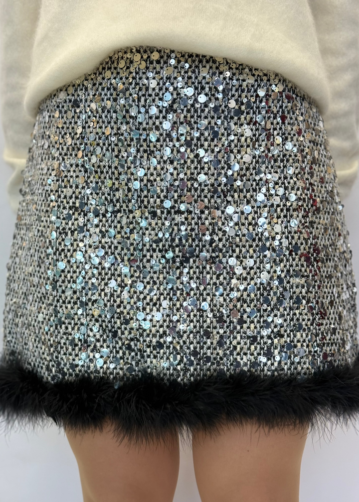 Jupe Plumes & Paillettes Céleste