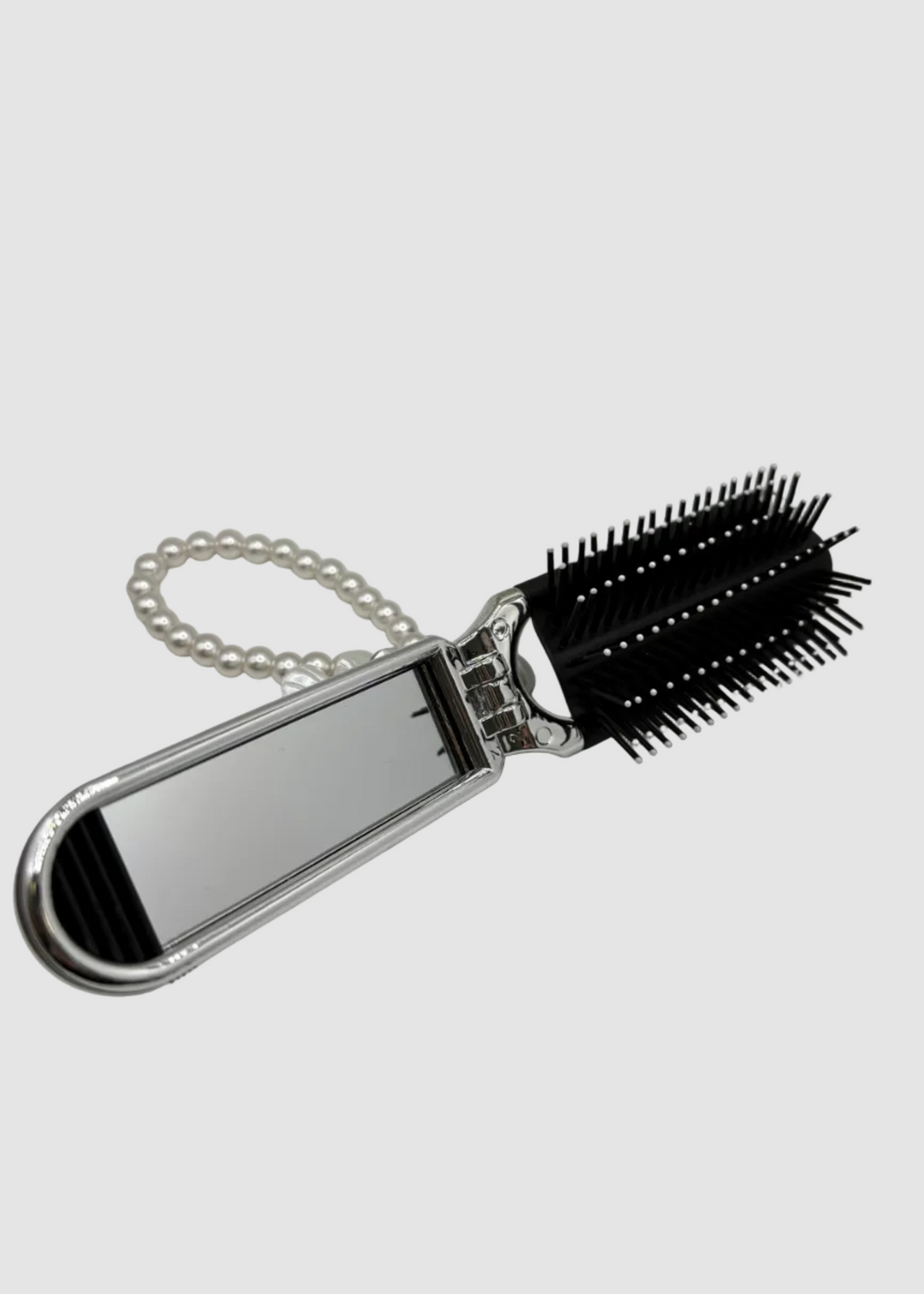 Miroir pliant porte-clés et peigne à cheveux avec perles