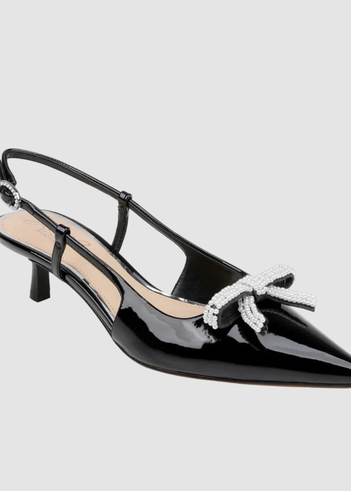 Slingback Kitten Heel avec Nœud Perlé Krystia