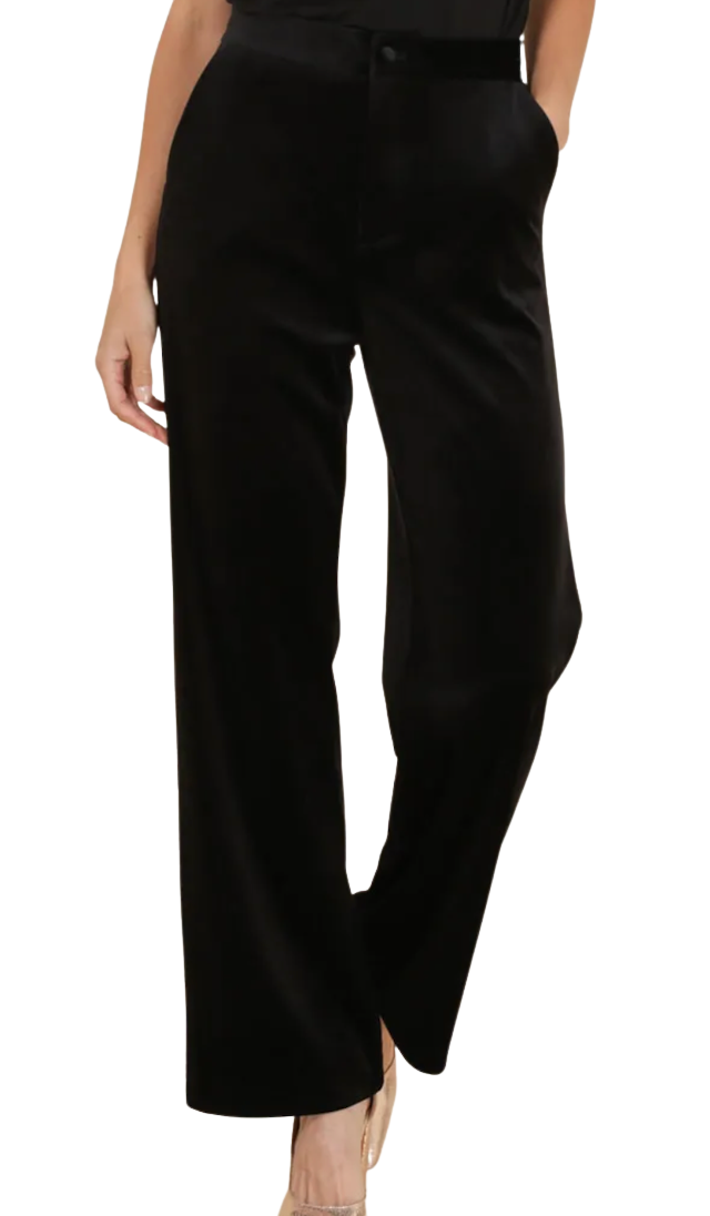 VELVETINE Elegant Black Velvet Trousers