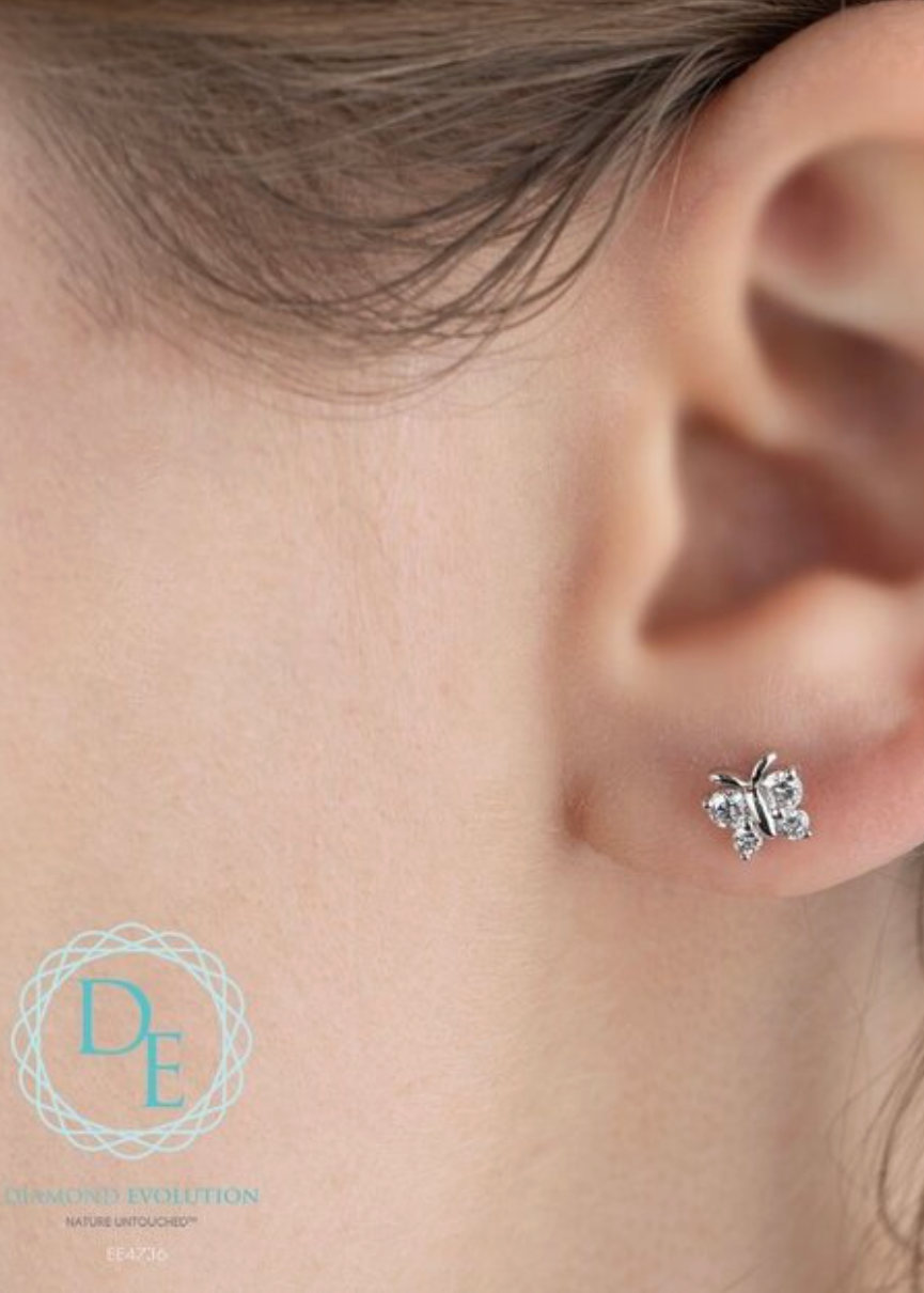 Boucles d'oreilles en diamant cultivé en laboratoire en or blanc 10 carats