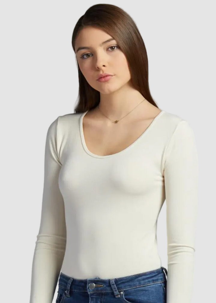 TOP À MANCHES LONGUES ET COL ROND EN BAMBOU