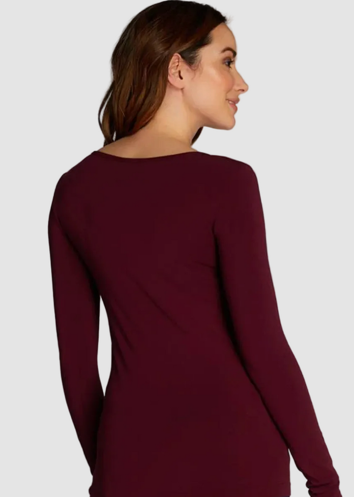 TOP À MANCHES LONGUES ET COL EN V EN BAMBOU