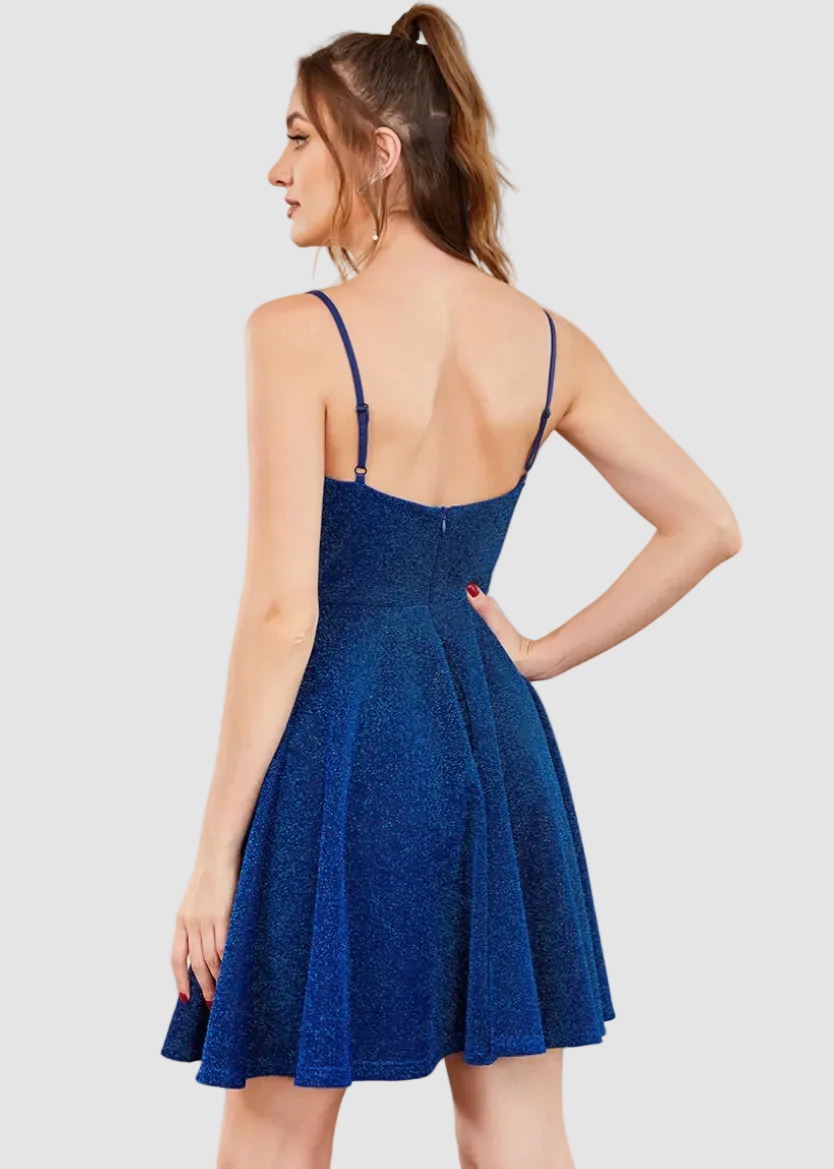 Robe courte à fines bretelles et sequins Jana