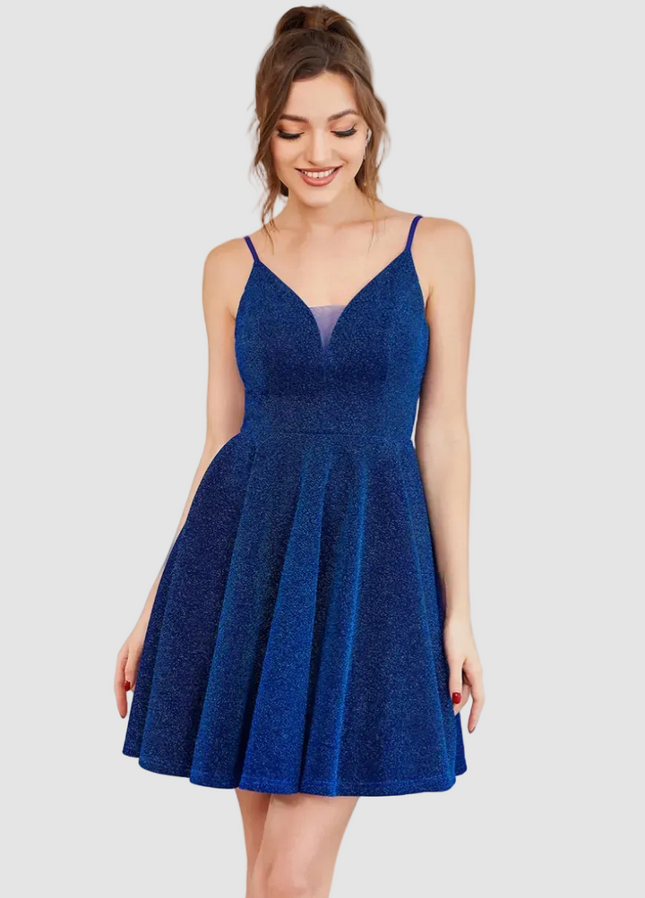 Robe courte à fines bretelles et sequins Jana