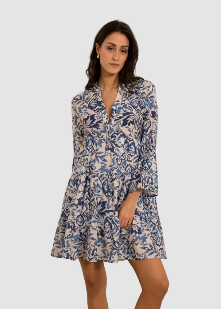 Robe courte imprimée en soie Saint-Tropez