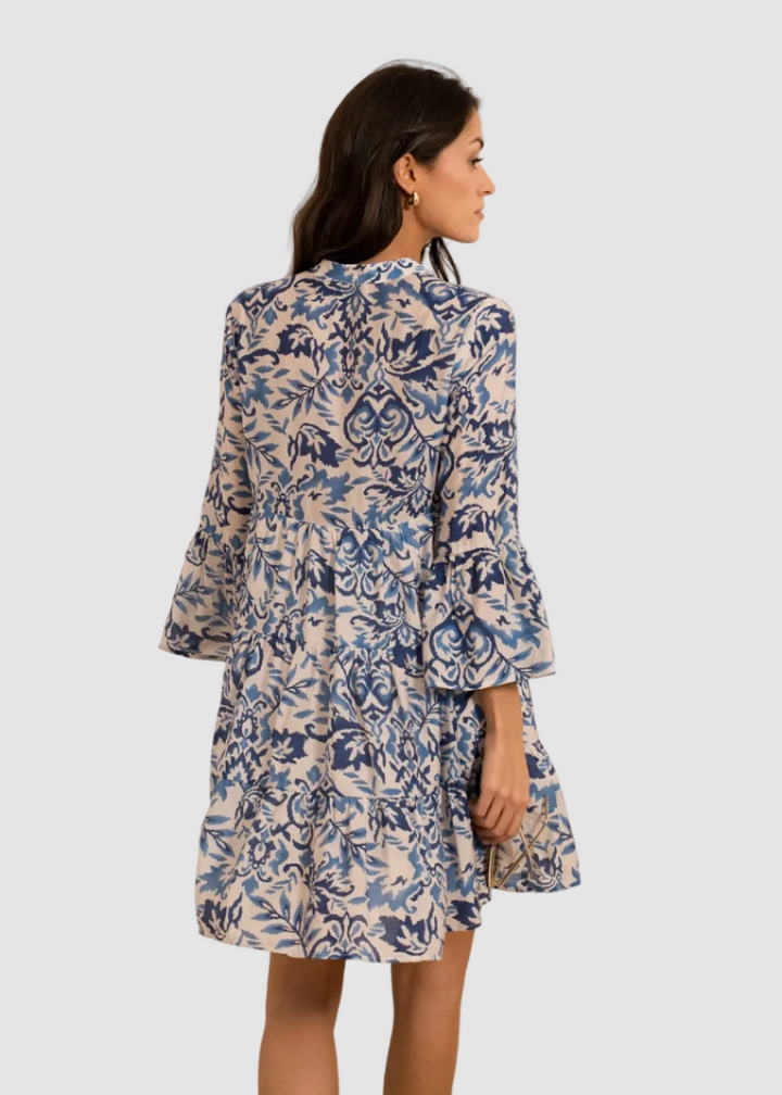 Robe courte imprimée en soie Saint-Tropez