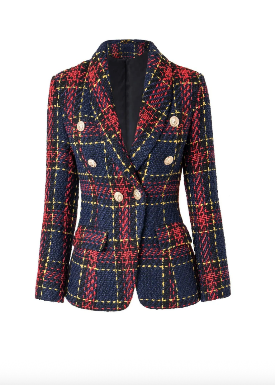 Multicolored plaid blazer