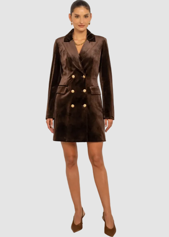 Robe blazer ajusté en velour