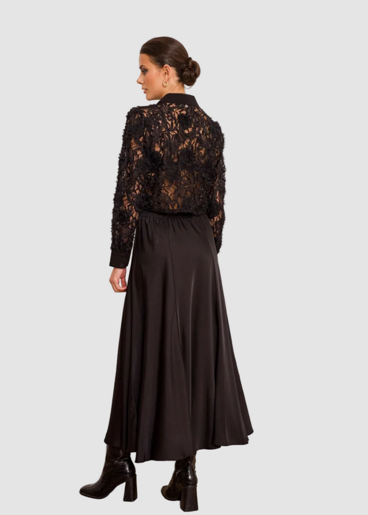 Jupe midi satinée imprimée