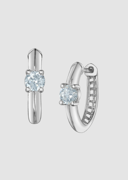 Boucles d'oreilles en diamant cultivé en laboratoire en or blanc 10 carats