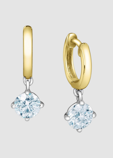 Boucles d'oreilles en diamant cultivé en laboratoire en or blanc et jaune 10 carats