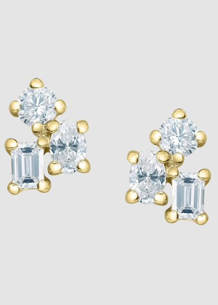 Boucles d'oreilles en diamant cultivé en laboratoire en or jaune 10 carats