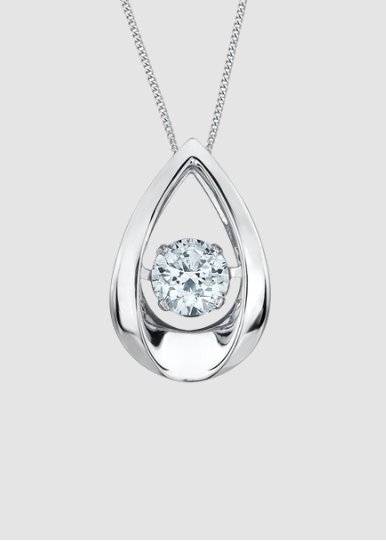 Pendentif en diamant cultivé en laboratoire en or blanc 10 carats