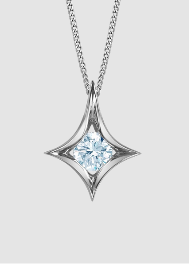 Pendentif en diamant cultivé en laboratoire en or blanc 10 carats