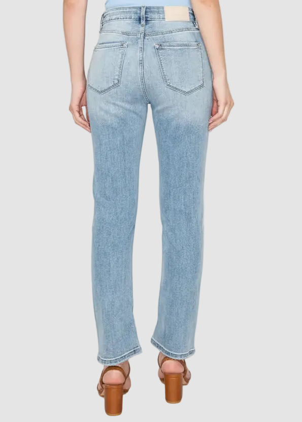 Jean taille haute à jambes droites