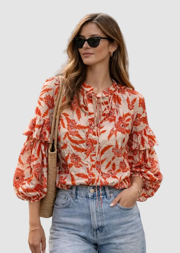 Blouse imprimée manches ballons Cirta