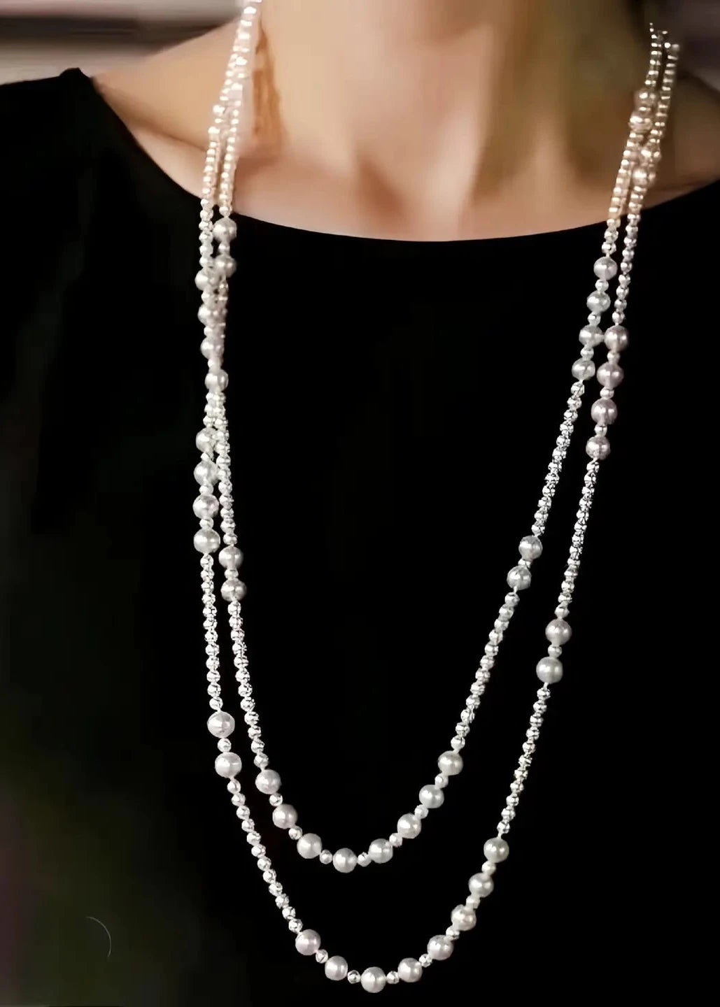 Collier Élégant en Perles Ivoire Graduées à Couches Multiples