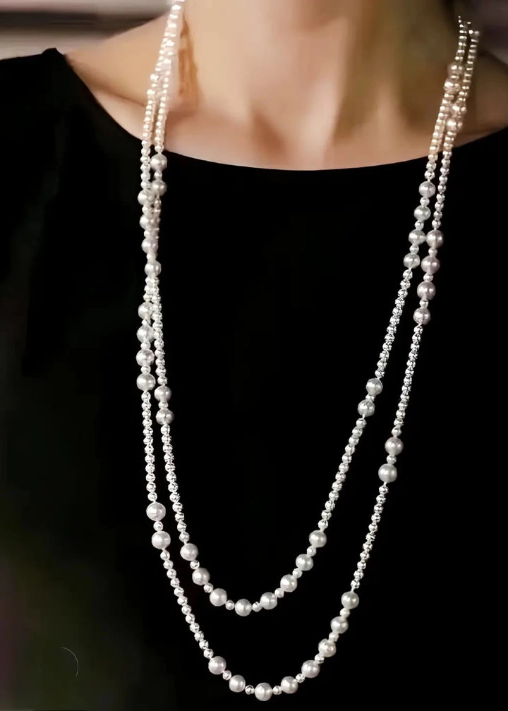 Collier Élégant en Perles Ivoire Graduées à Couches Multiples