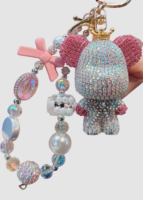 Porte-clés ours en peluche scintillant